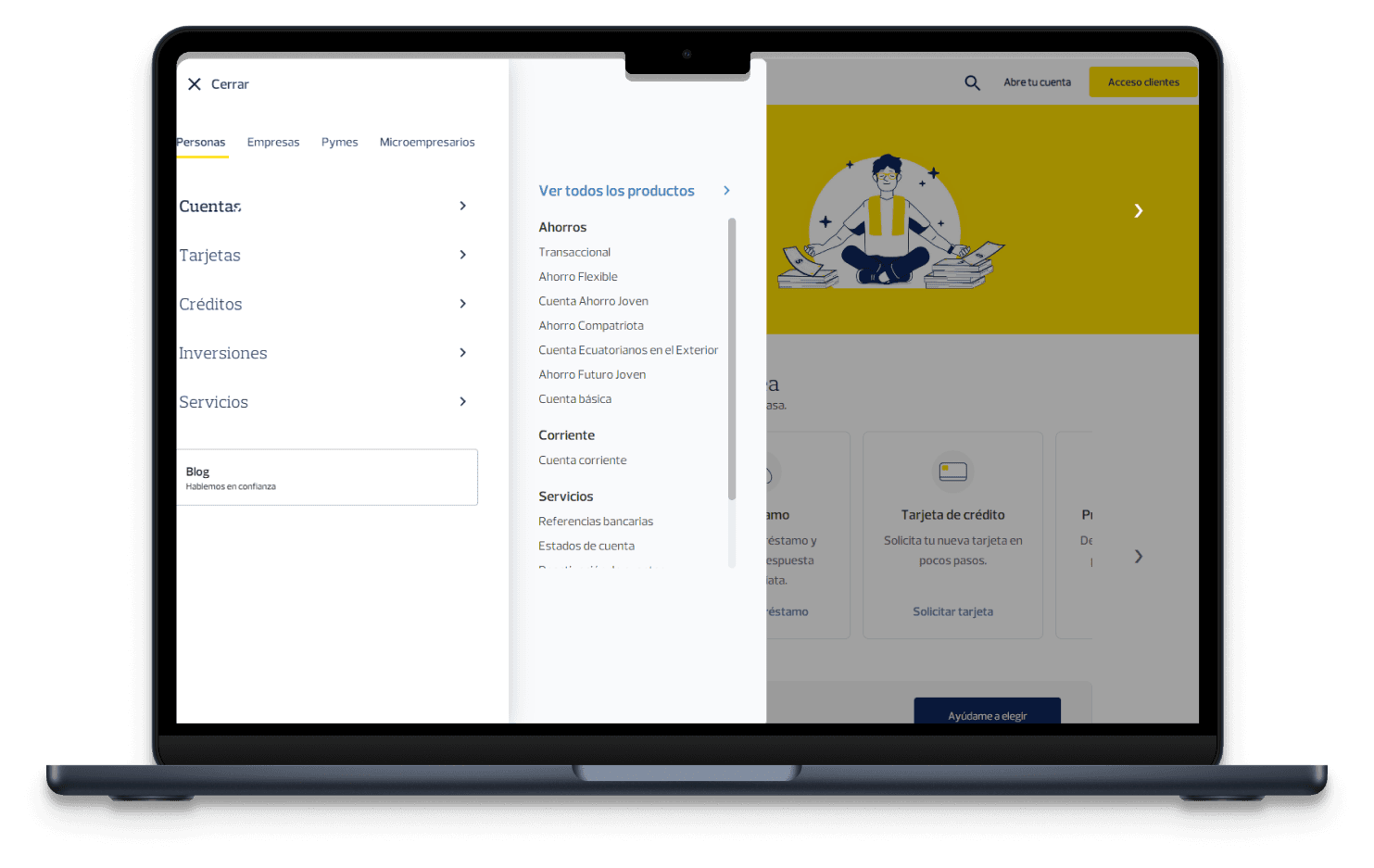 Laptop mockup showing the redesigned banking website.