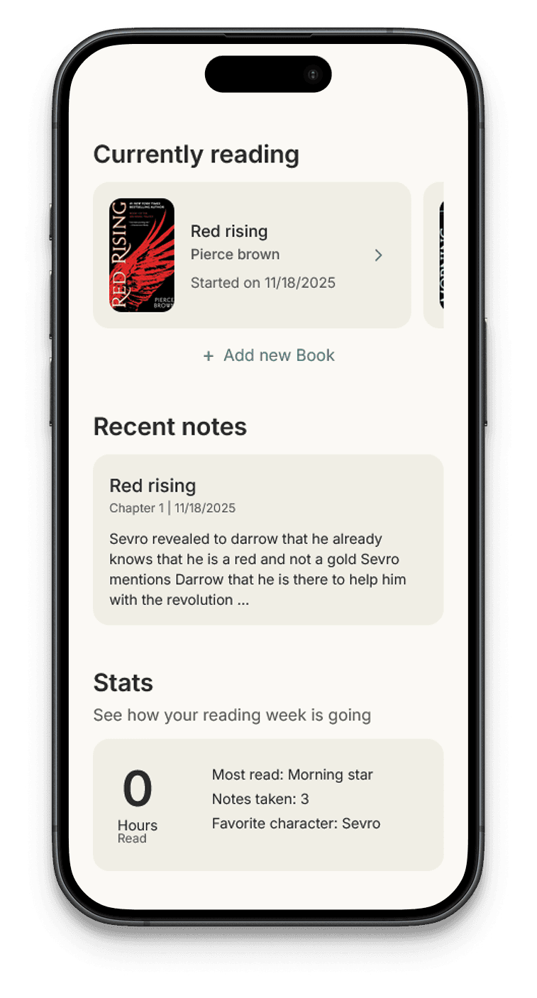 Reading app current reading screen.