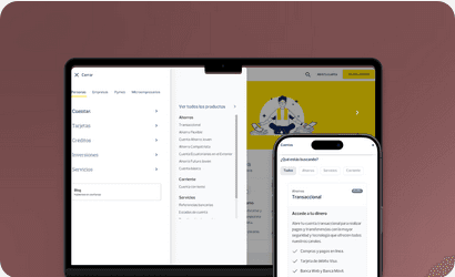 Laptop and phone mockups showing the redesigned banking website.