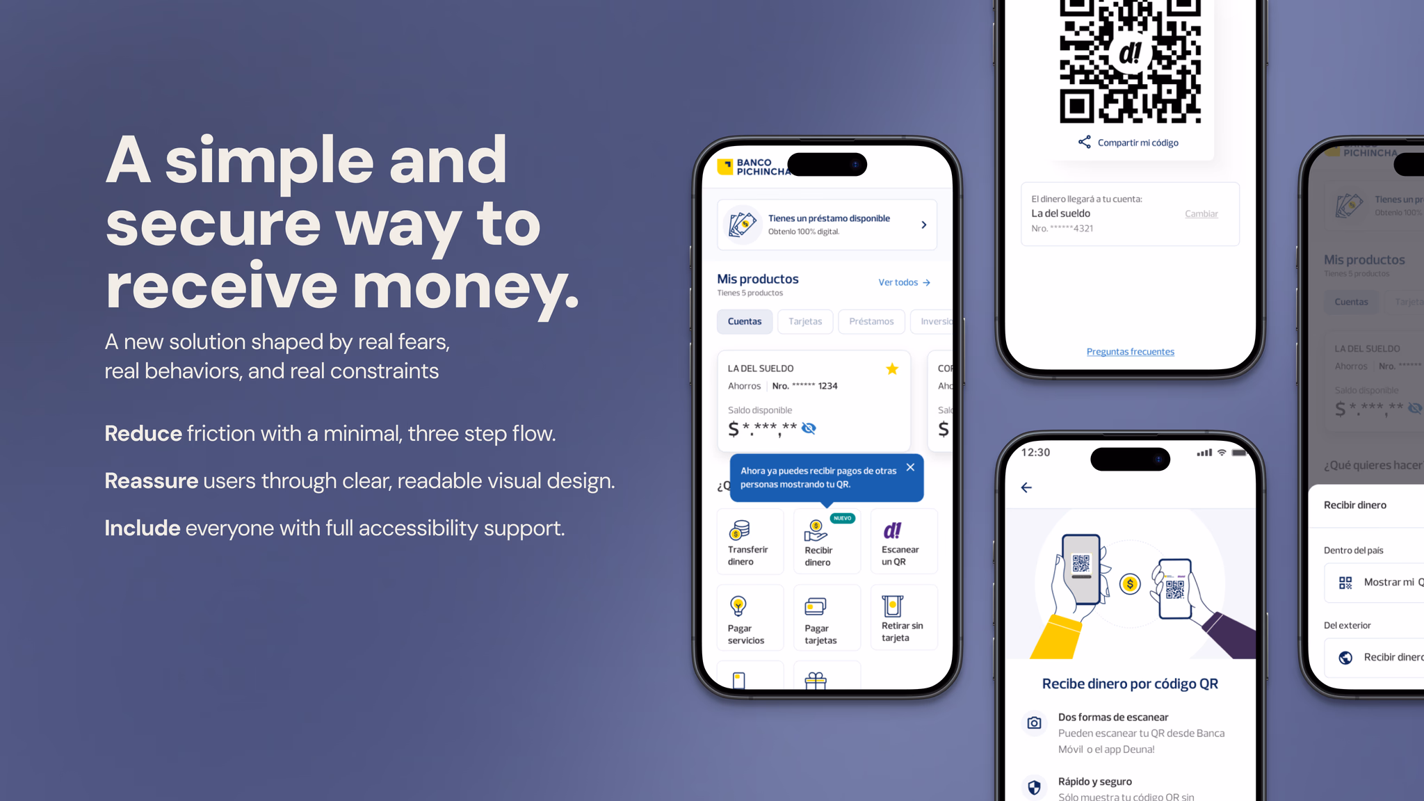 Hero artwork for the QR money request case study.
